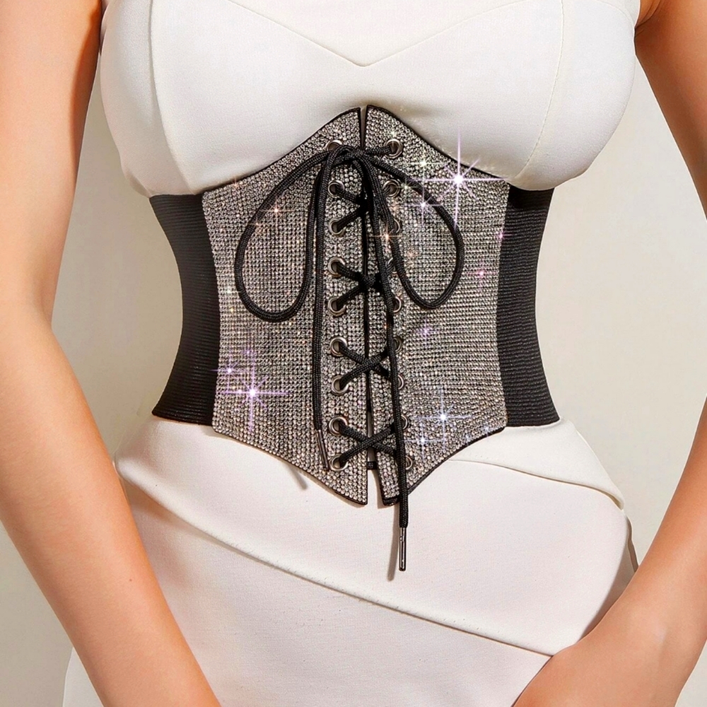 Sexy Rhinestone Crystal Underbust Corset Belt